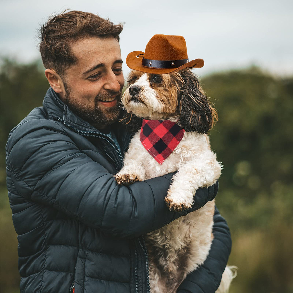 Durable and Lightweight Printed Head Bandana Cowboy Outfit for Dogs
