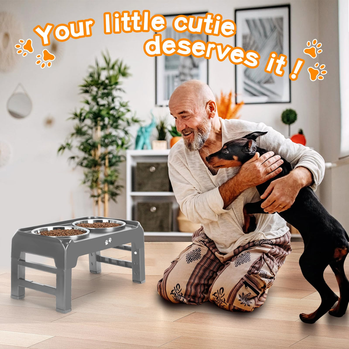 Elevated Dog Bowls with Adjustable Stand