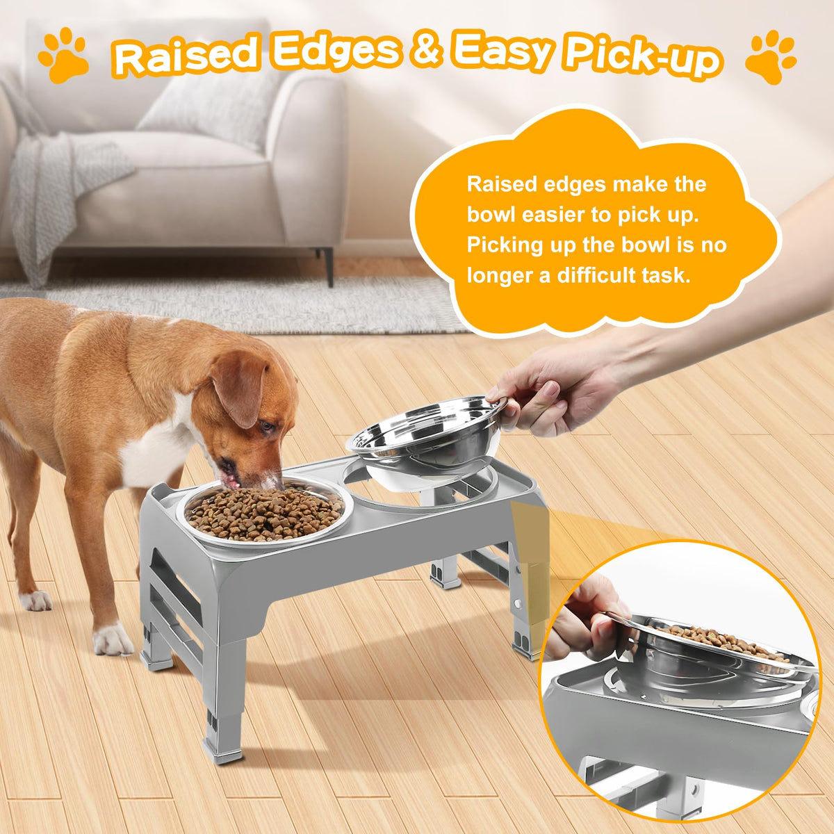 Elevated Dog Bowls with Adjustable Stand
