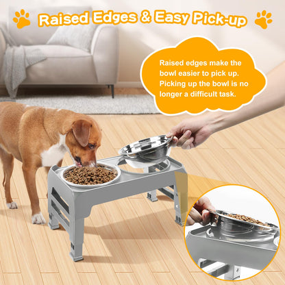 Elevated Dog Bowls with Adjustable Stand