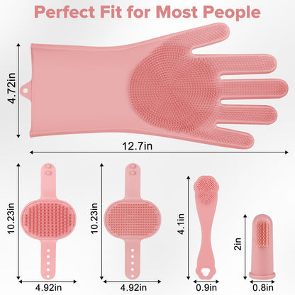 Premium Quality 6PCS Pet Grooming Kit with Pet Gloves for Grooming Dogs, Cats and Horses