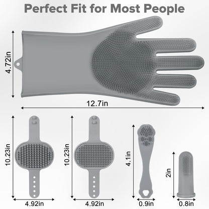 Premium Quality 6PCS Pet Grooming Kit with Pet Gloves for Grooming Dogs, Cats and Horses