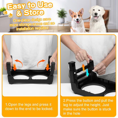 Elevated Dog Bowls with Adjustable Stand