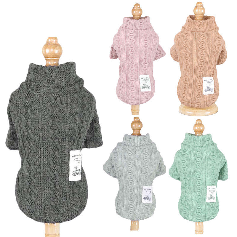Pure color knitted autumn and winter dog sweater