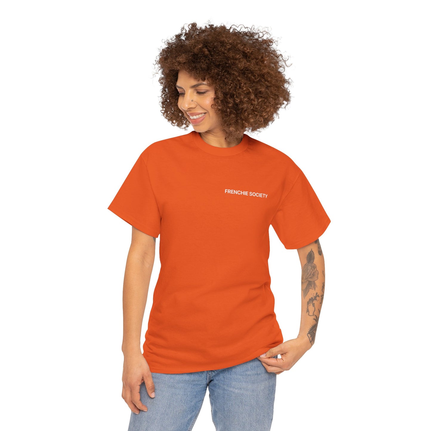 Frenchie Society Orange T-Shirt Dog Lover Tee