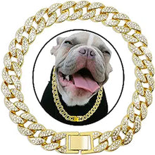 Pet Dog Collar Necklace With Diamonds Cuban Link Chain