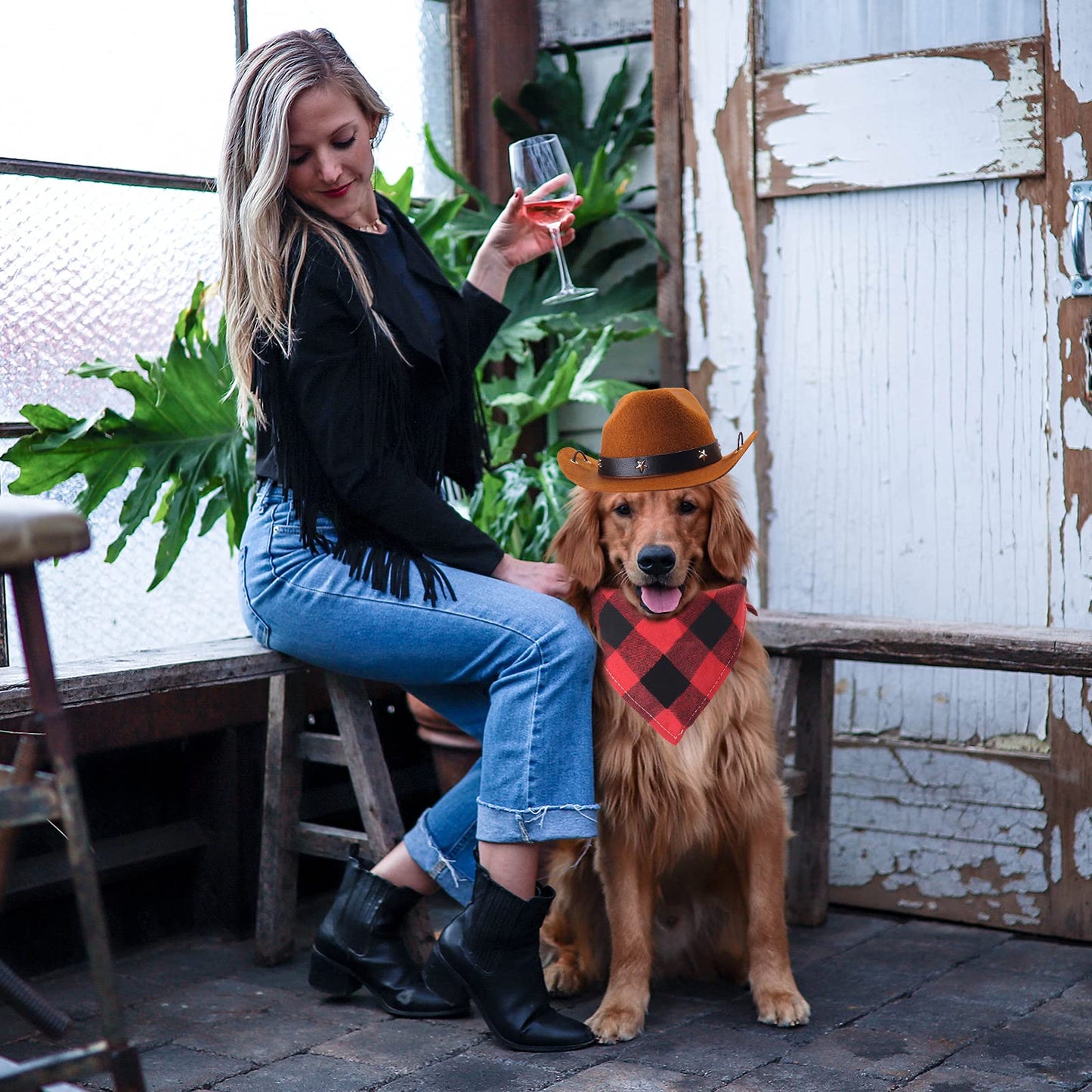 Durable and Lightweight Printed Head Bandana Cowboy Outfit for Dogs