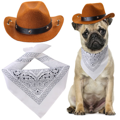 Durable and Lightweight Printed Head Bandana Cowboy Outfit for Dogs