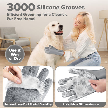 Premium Quality 6PCS Pet Grooming Kit with Pet Gloves for Grooming Dogs, Cats and Horses