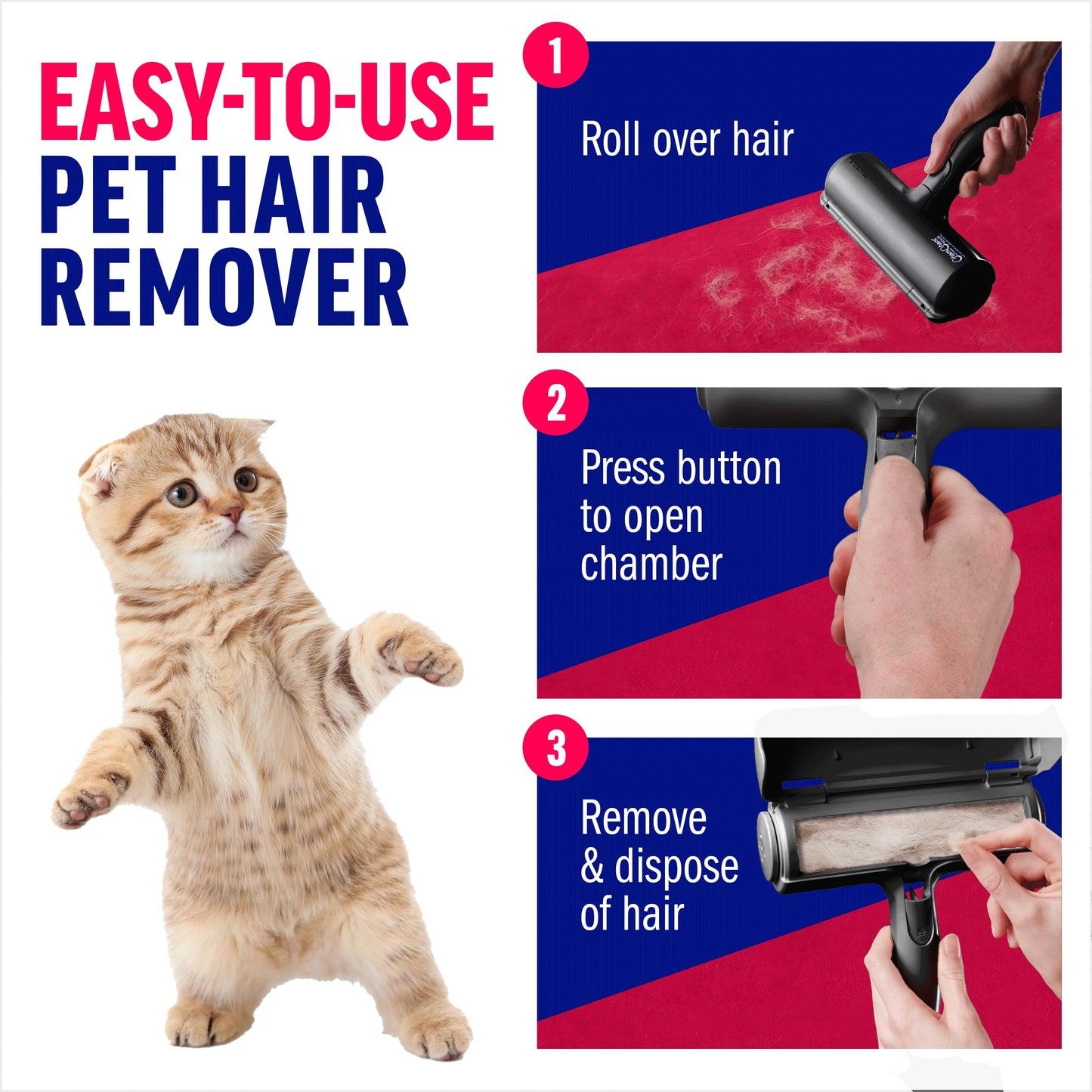 Premium Quality Pet Hair Remover Tool - Best Reusable Lint Roller for Multi-Surface Cleaning
