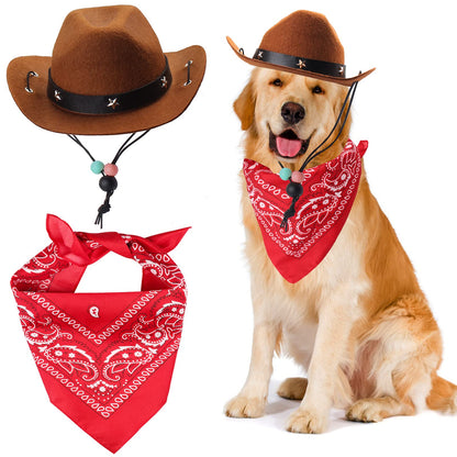 Durable and Lightweight Printed Head Bandana Cowboy Outfit for Dogs