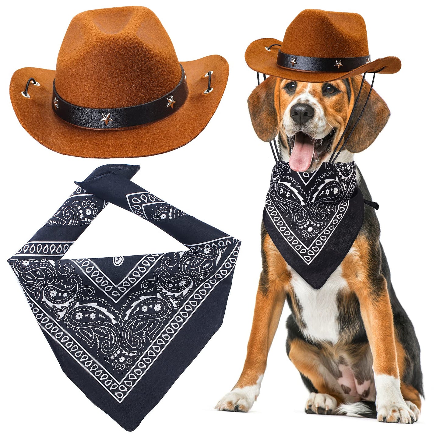 Durable and Lightweight Printed Head Bandana Cowboy Outfit for Dogs