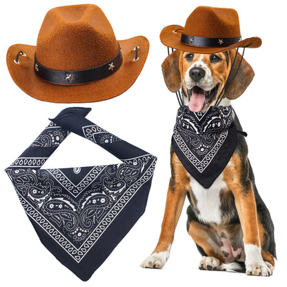 Durable and Lightweight Printed Head Bandana Cowboy Outfit for Dogs