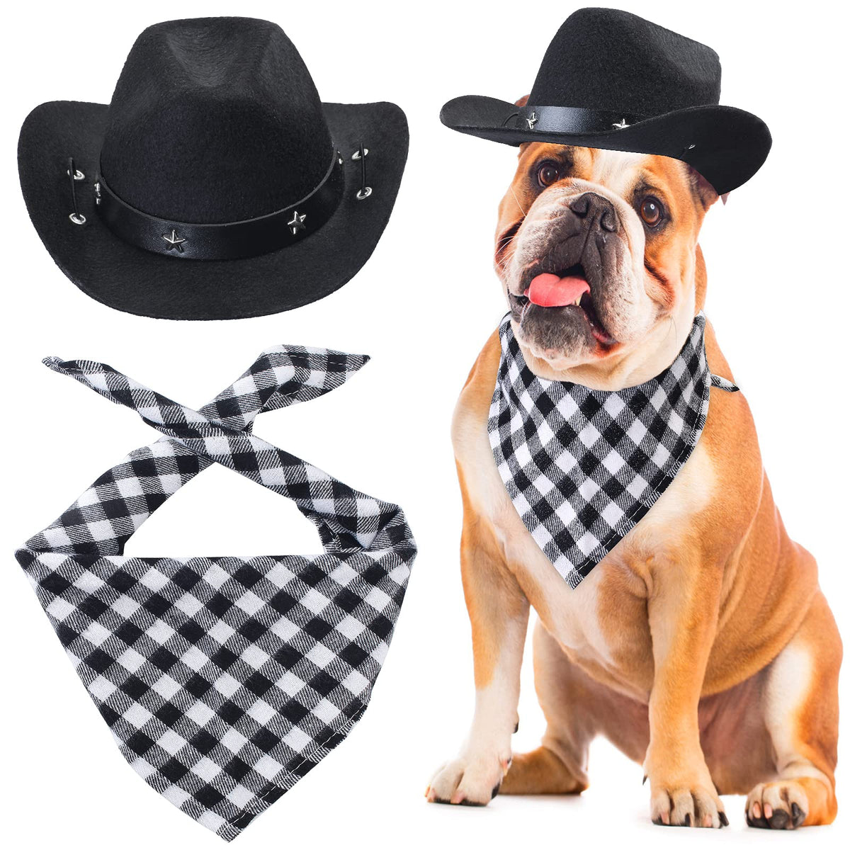 Durable and Lightweight Printed Head Bandana Cowboy Outfit for Dogs