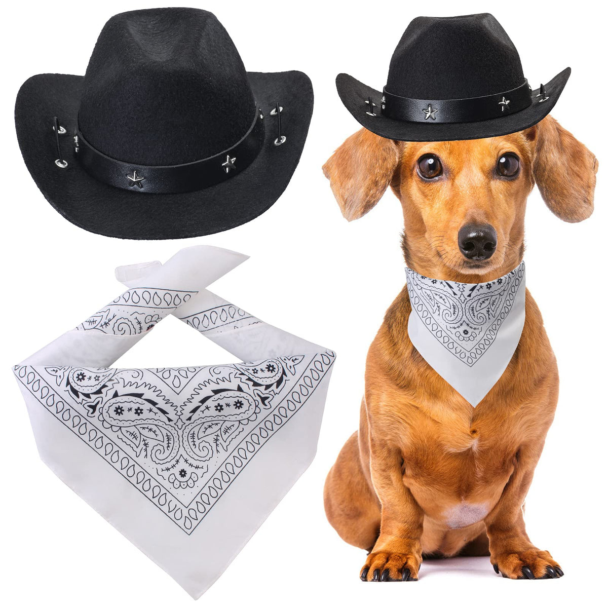 Durable and Lightweight Printed Head Bandana Cowboy Outfit for Dogs