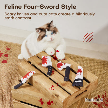 Horror Knife-Shaped Kitten Catnip Crinkly Sound Toys