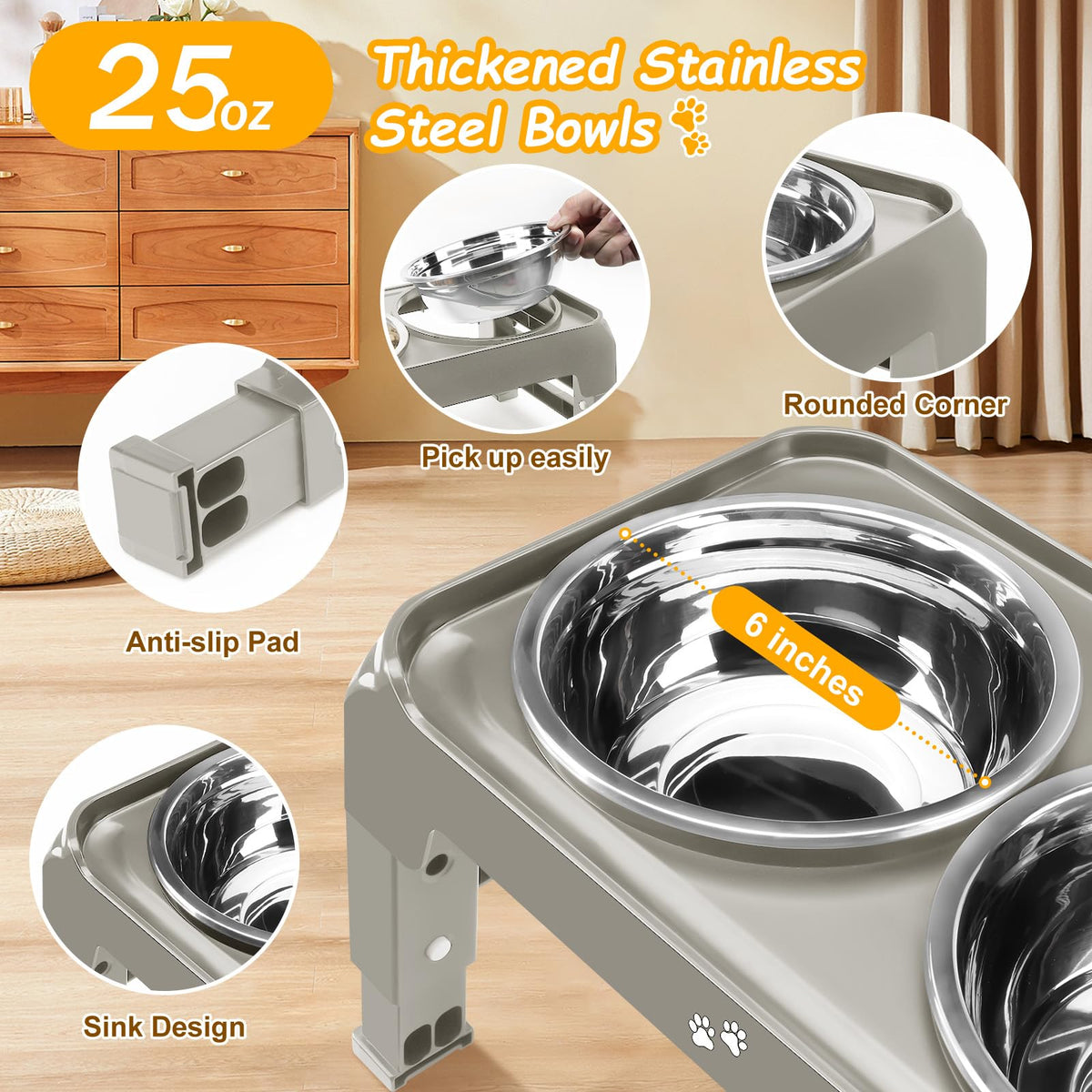 Elevated Dog Bowls with Adjustable Stand