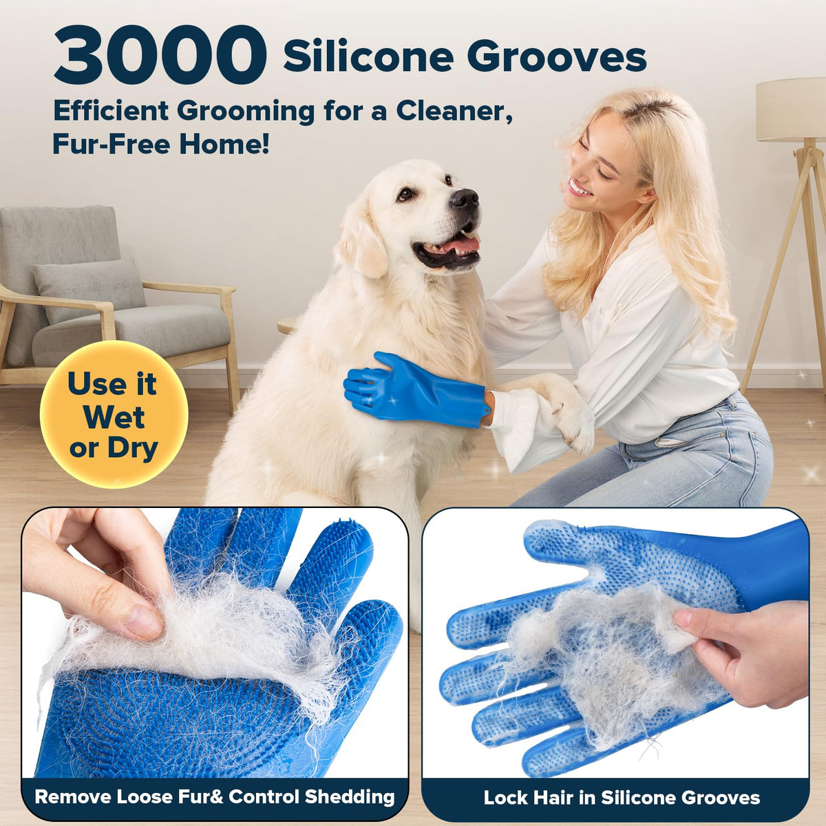 Premium Quality 6PCS Pet Grooming Kit with Pet Gloves for Grooming Dogs, Cats and Horses