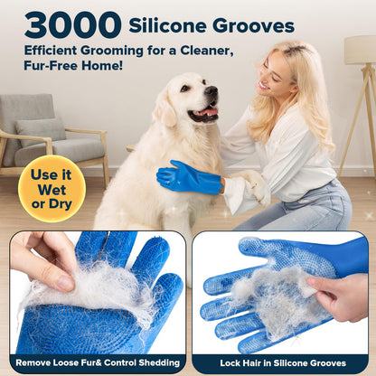Premium Quality 6PCS Pet Grooming Kit with Pet Gloves for Grooming Dogs, Cats and Horses