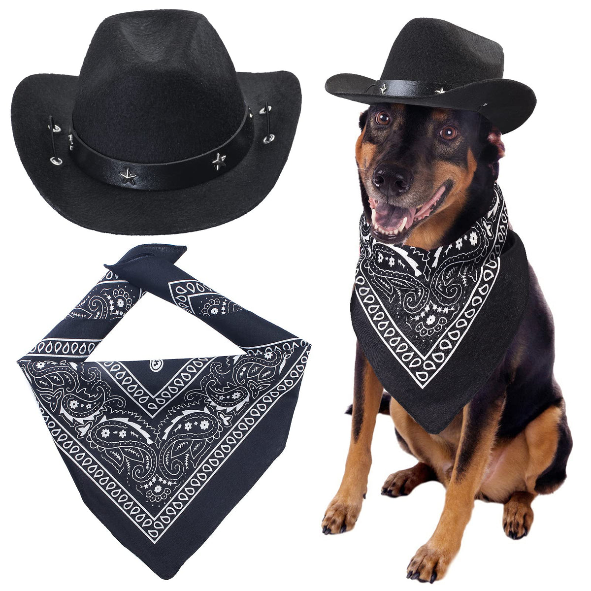 Durable and Lightweight Printed Head Bandana Cowboy Outfit for Dogs