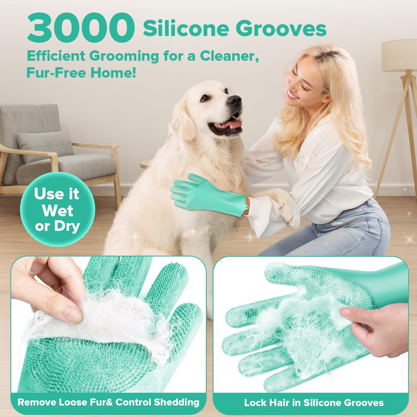 Premium Quality 6PCS Pet Grooming Kit with Pet Gloves for Grooming Dogs, Cats and Horses