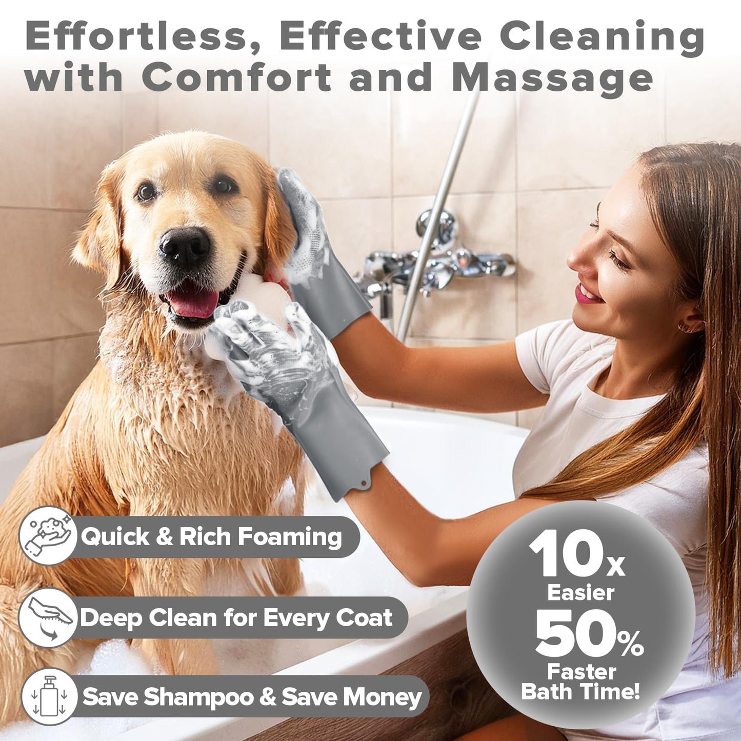 Premium Quality 6PCS Pet Grooming Kit with Pet Gloves for Grooming Dogs, Cats and Horses
