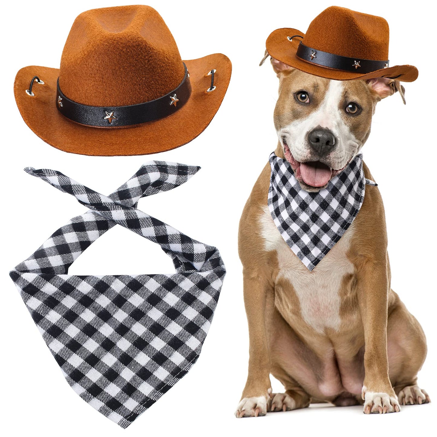 Durable and Lightweight Printed Head Bandana Cowboy Outfit for Dogs