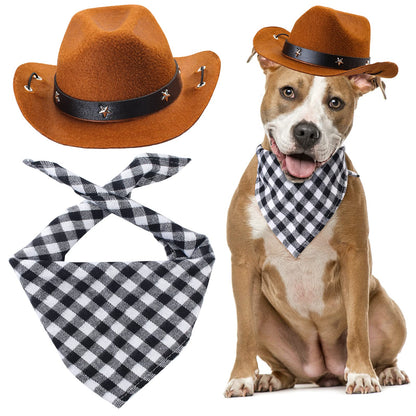 Durable and Lightweight Printed Head Bandana Cowboy Outfit for Dogs
