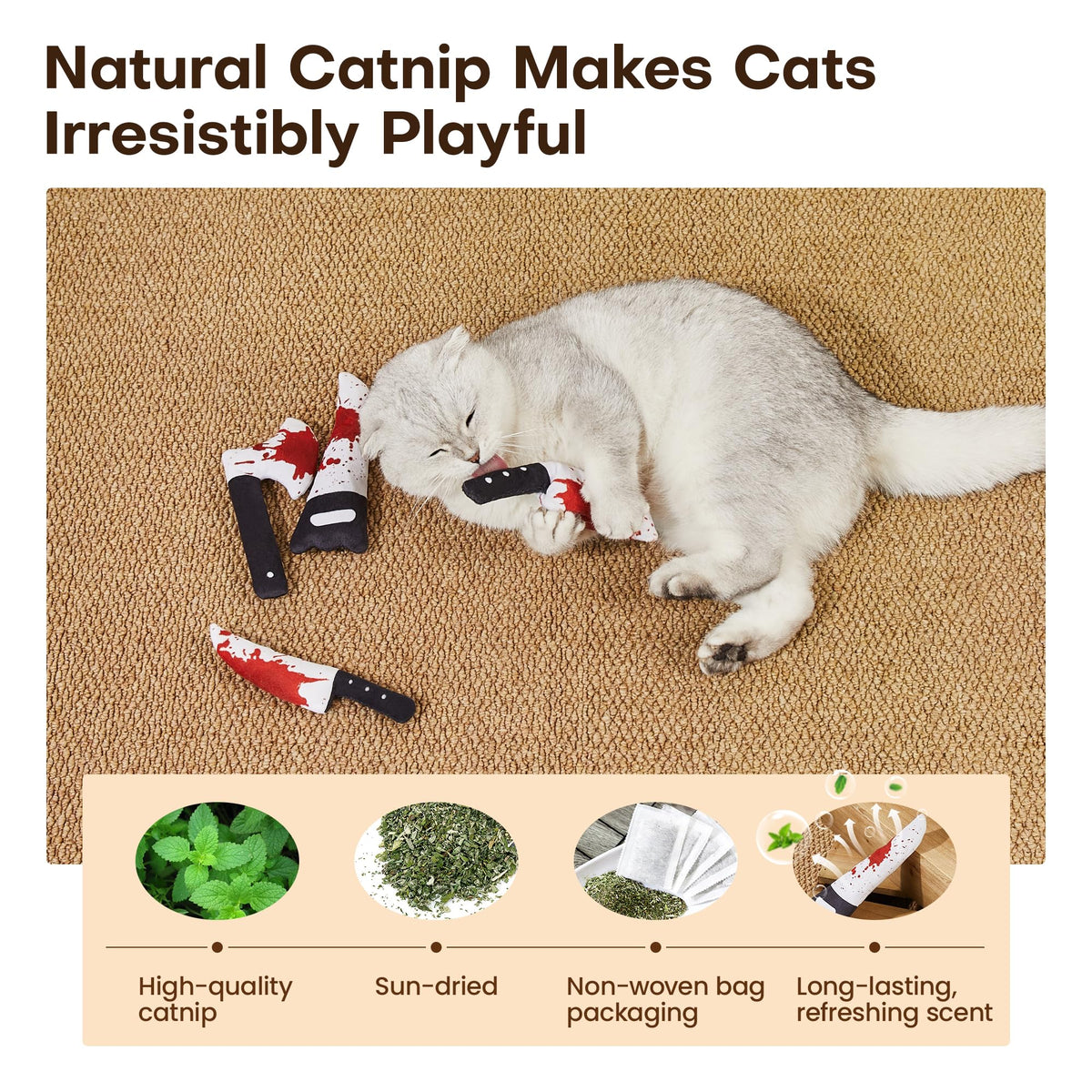 Horror Knife-Shaped Kitten Catnip Crinkly Sound Toys