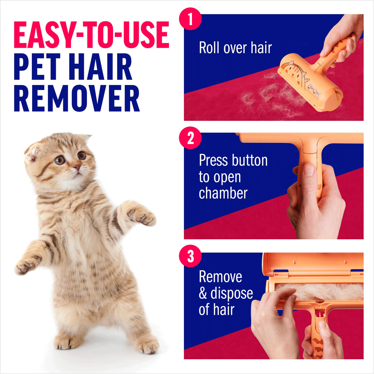 Premium Quality Pet Hair Remover Tool - Best Reusable Lint Roller for Multi-Surface Cleaning