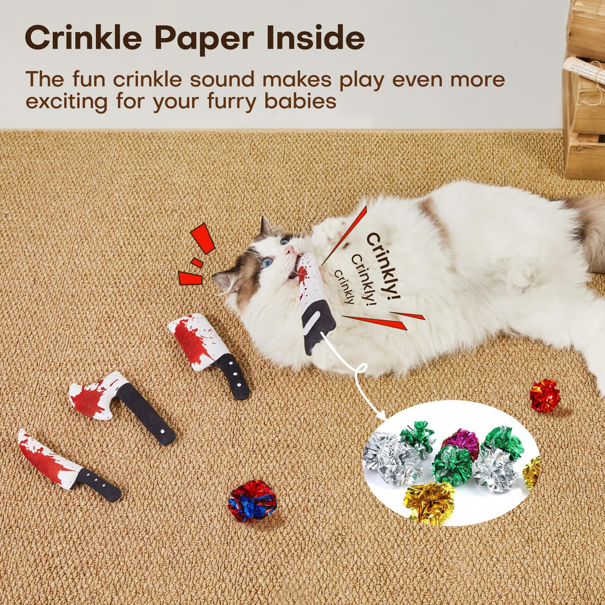 Horror Knife-Shaped Kitten Catnip Crinkly Sound Toys