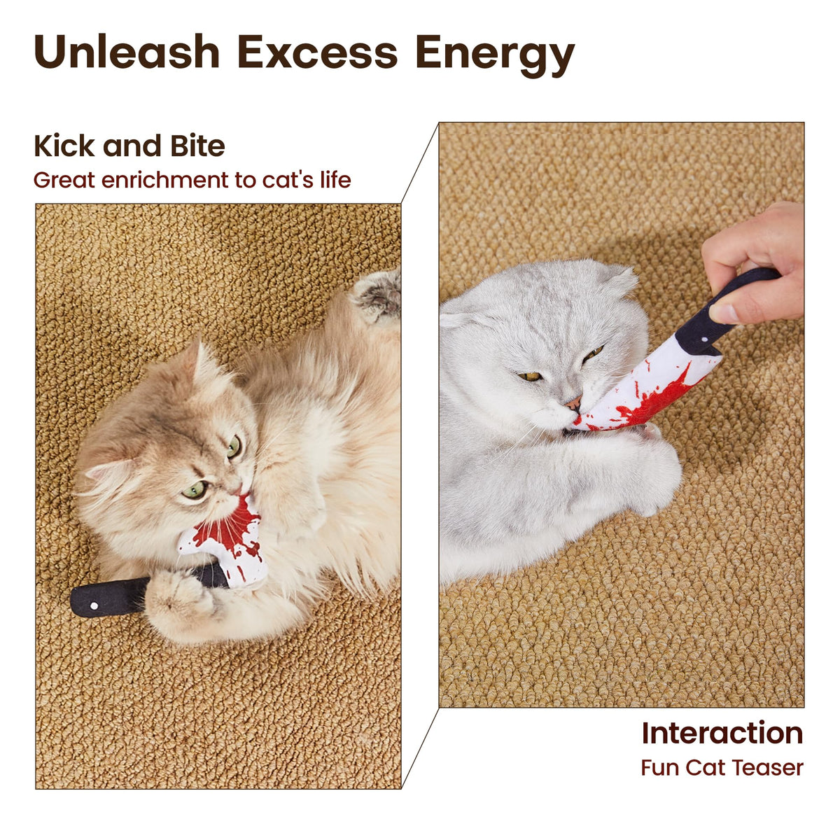 Horror Knife-Shaped Kitten Catnip Crinkly Sound Toys