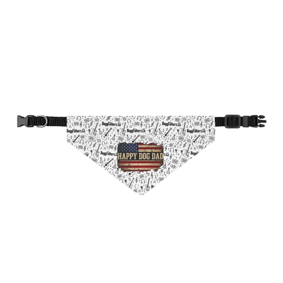 Happy Dog Dad Music Lover Clip-On Pet Bandana
