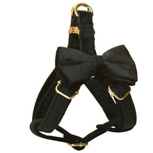 Black Flannel Gold Buckle Dog Harness