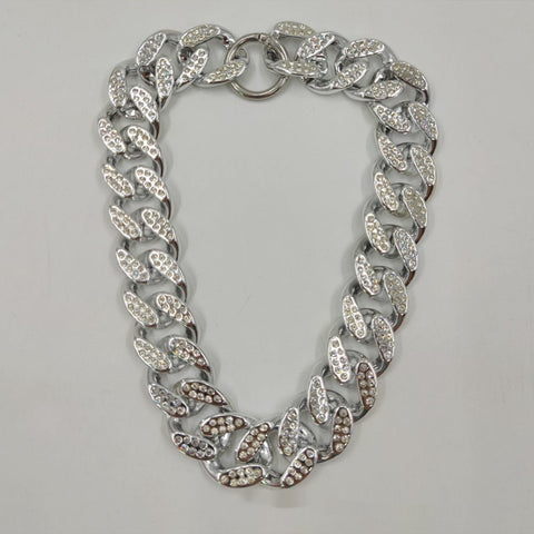 Dog Rhinestone-encrusted Chain Plastic Electroplated Decorative Necklace