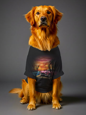 Dogg Fatherz Retro Sunset Cruiser Dog  Black T-Shirt