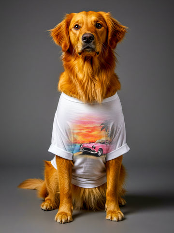 Dogg Fatherz Retro Sunset Cruiser Dog White T-Shirt
