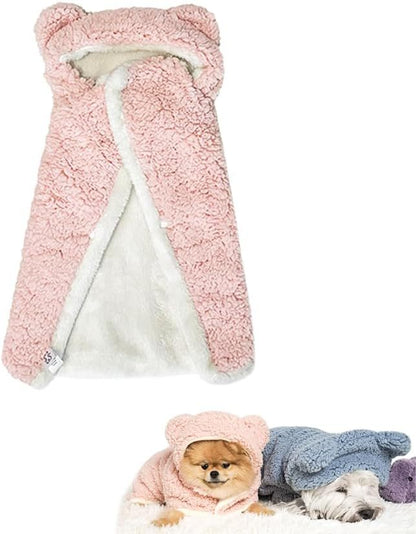 Skin Friendly and Double Layer Thick Lining Comfy Bear Blanket with Hood