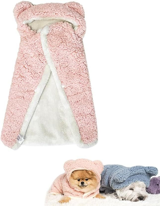 Skin Friendly and Double Layer Thick Lining Comfy Bear Blanket with Hood