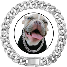 Pet Dog Collar Necklace With Diamonds Cuban Link Chain