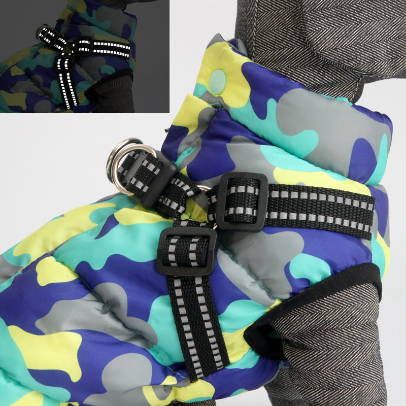 Pet Dog Jacket With Lace Up Winter Warm Costume
